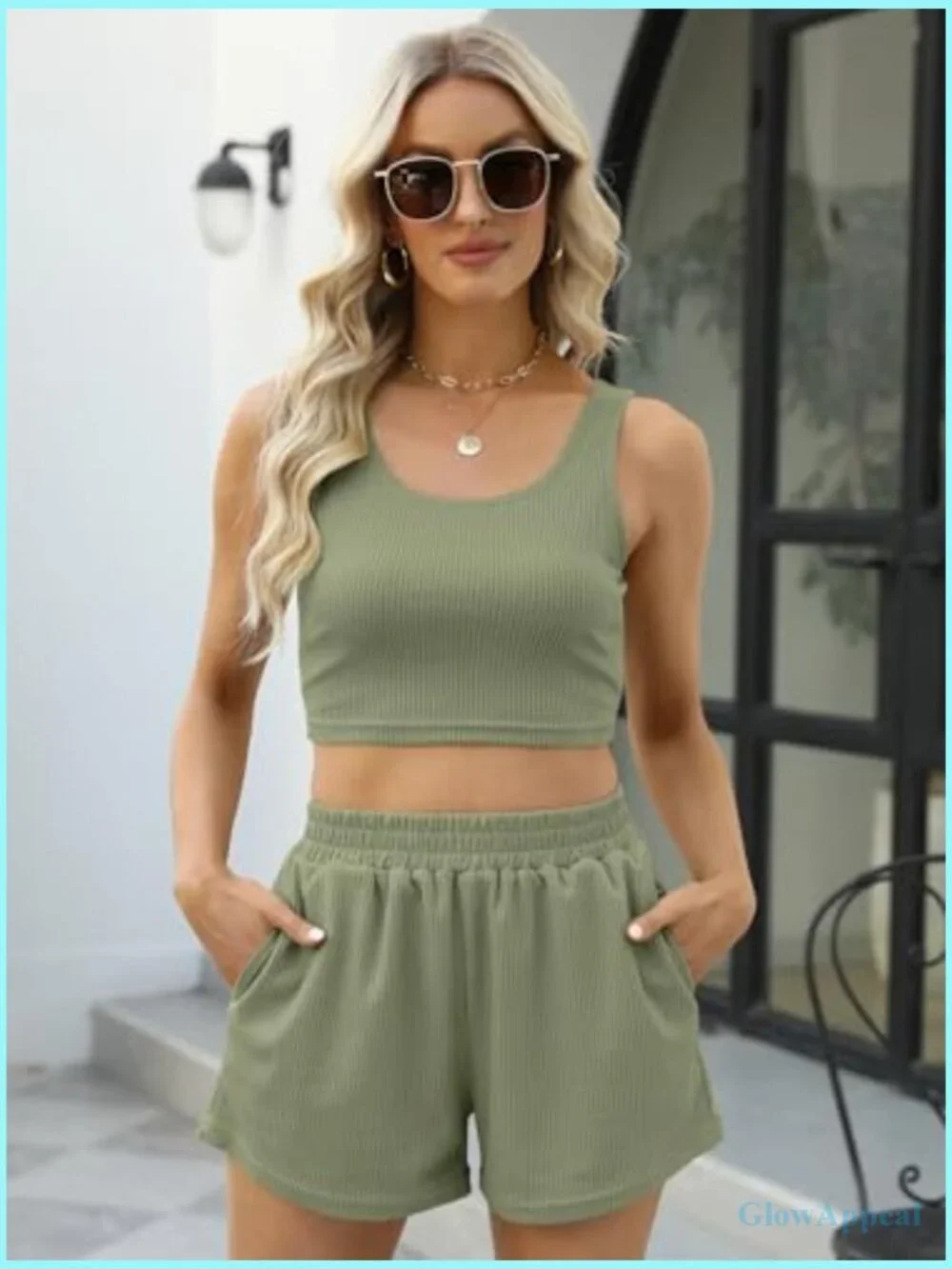 Sleeveless Lounge Crop Top High Waisted Short Set